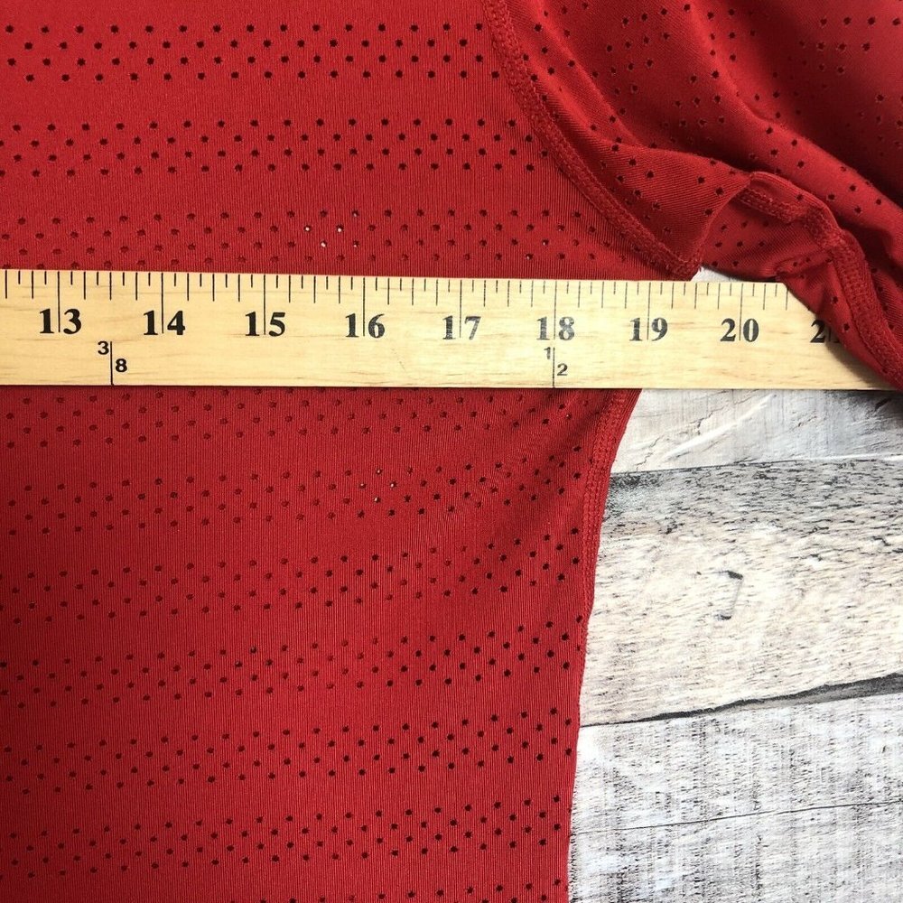 Zyia Active Shirt Womens Large Red Long Sleeved Perforated Mesh Workout Athletic - Picture 9 of 9